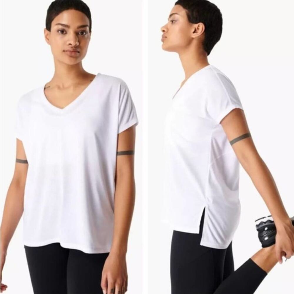 Sweaty Betty White Boyfriend V-Neck Workout Tee